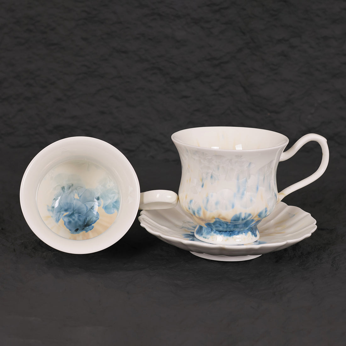 Handmade Crystalline Glaze Ceramic Coffee Cup & Saucer for Afternoon Tea - Je t'aime Resolute