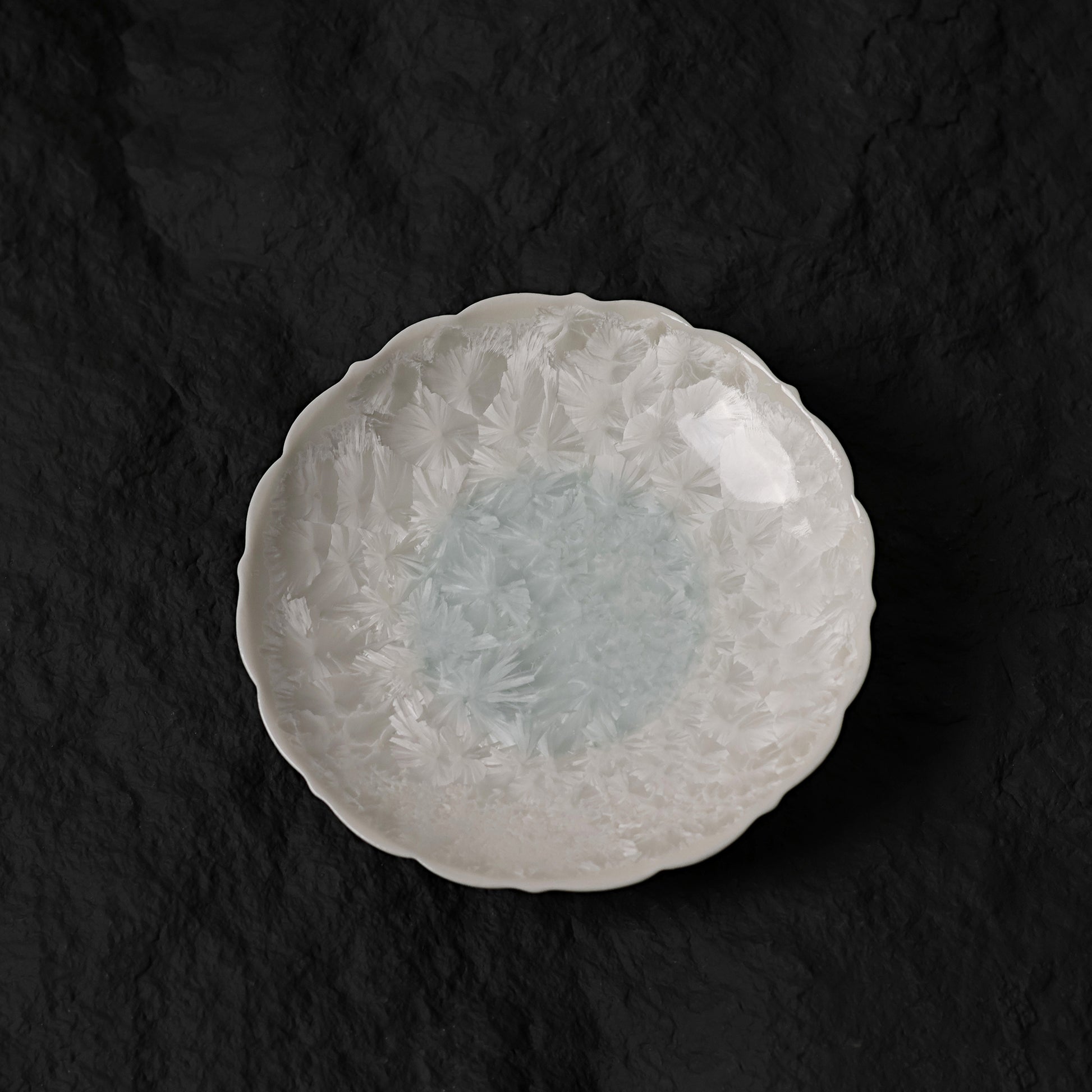 Ice White-Blue Crystalline Glaze Petite Plates - Je t'aime Resolute