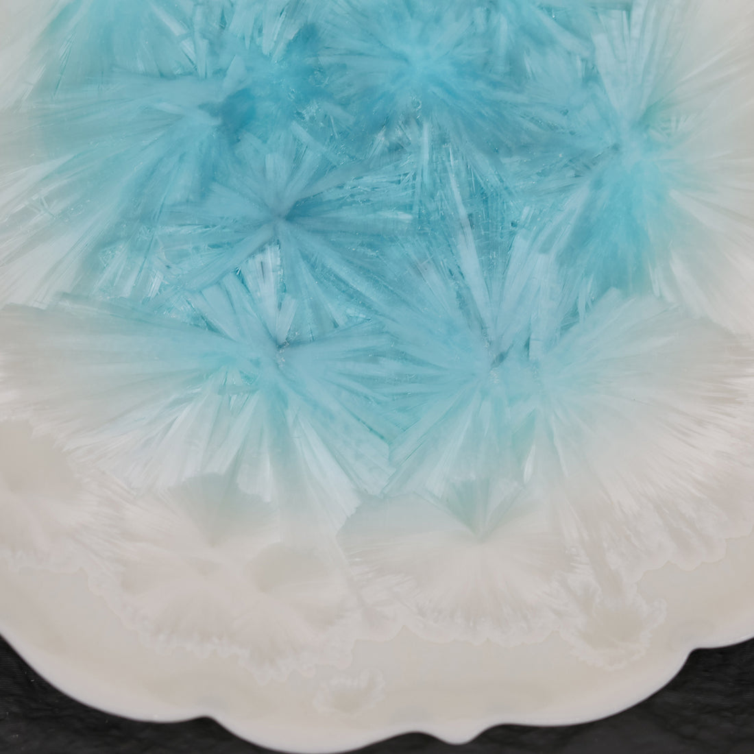 Ice White-Blue Crystalline Glaze Floral Edge Mini Dessert Plate – 4.1”Handmade Ceramic Plate - Je t'aime Resolute
