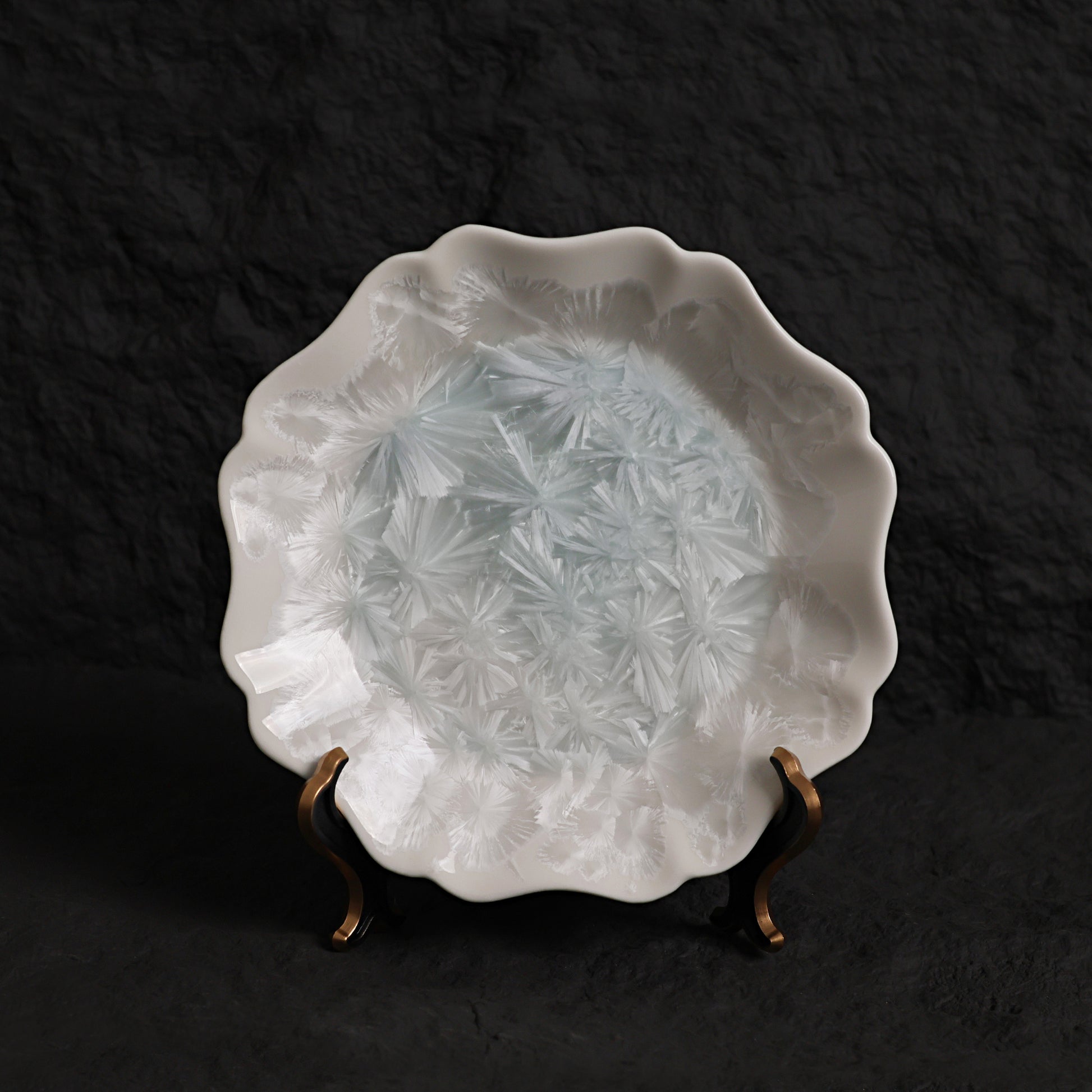 Ice White-Blue Scalloped Edge Dessert Plate – 6.4” Handmade Ceramic Plate - Je t'aime Resolute