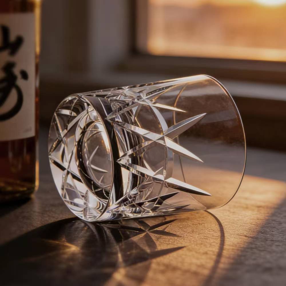 Edo Kiriko Hand-Cut Cross Crystal Whiskey Glass
