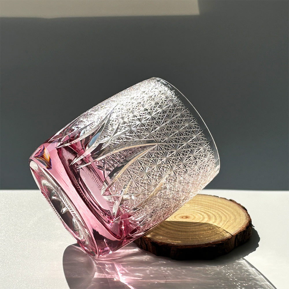 Edo Kiriko Pink Whiskey Glass - Je t'aime Resolute