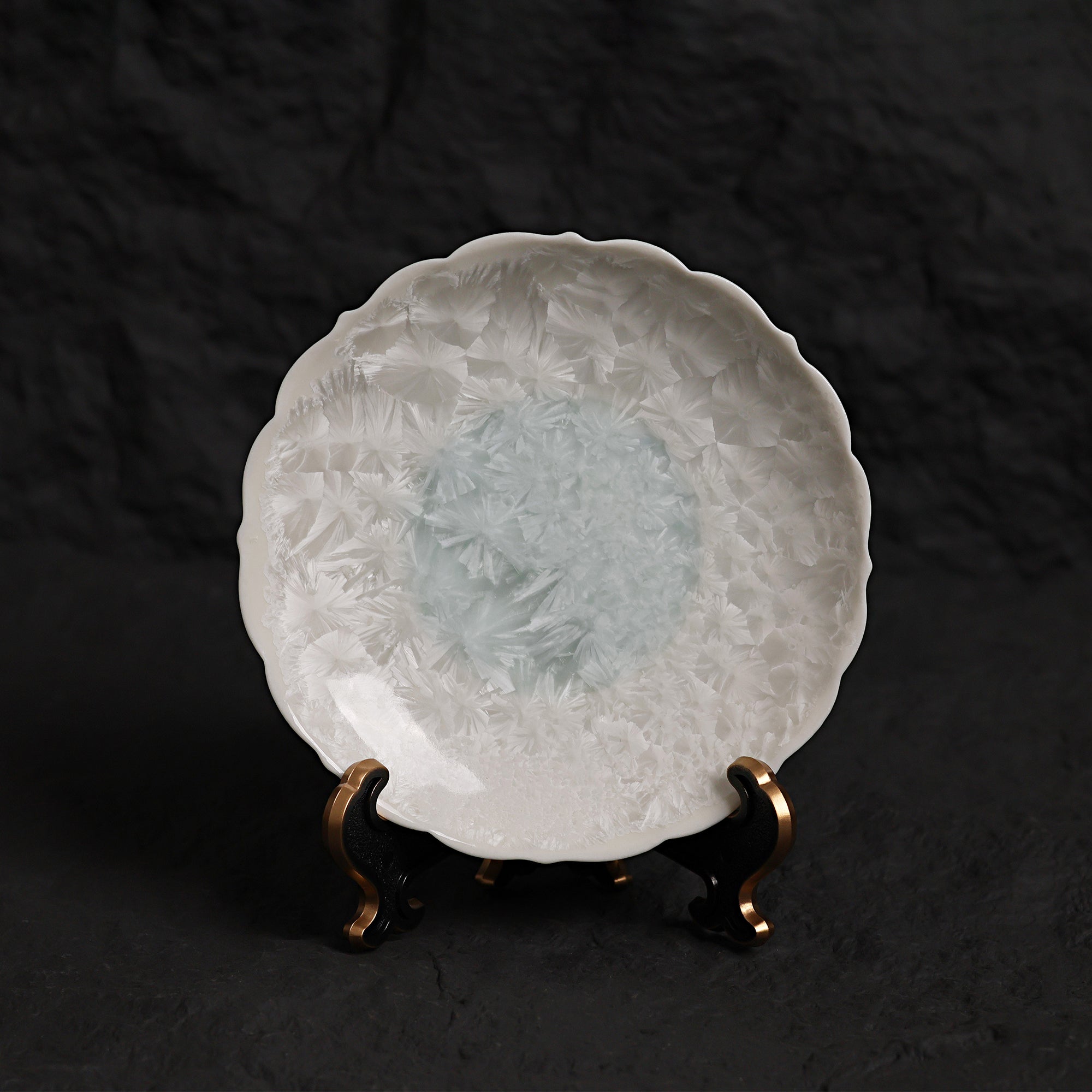 Ice White-Blue Crystalline Glaze Petite Plates - Je t'aime Resolute