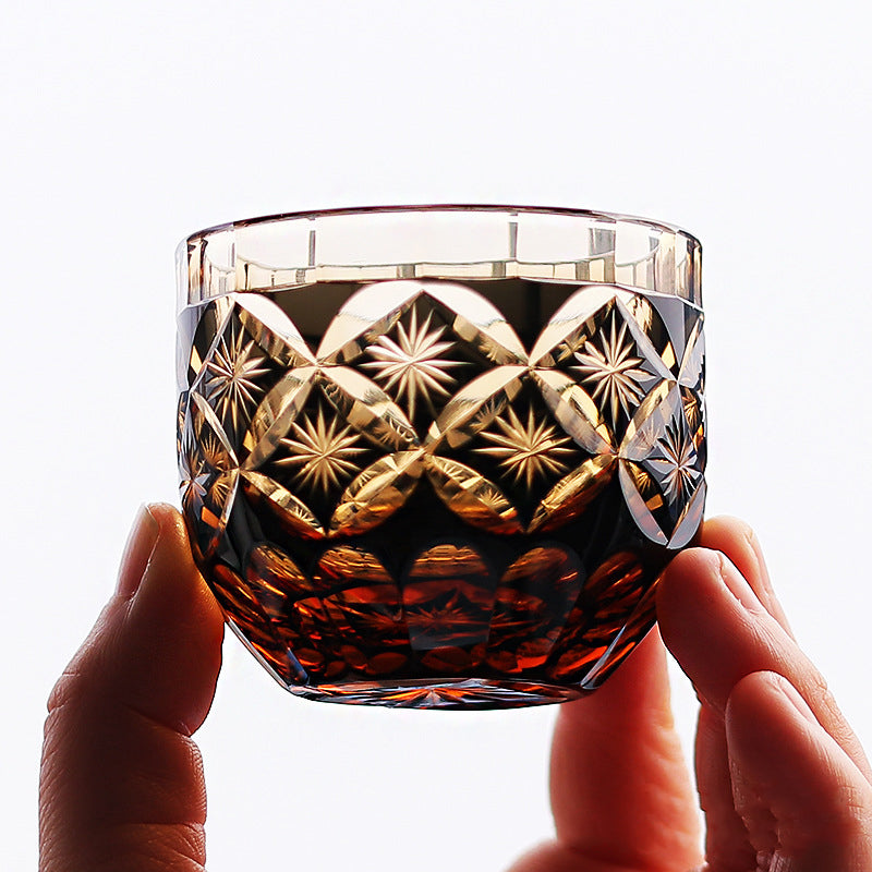 Edo Kiriko Crystal Glass Black Sake Cup - Je t'aime Resolute