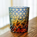 Edo Kiriko Handcrafted Blue Amber Whisky Tumbler with Wooden Box - Je t'aime Resolute