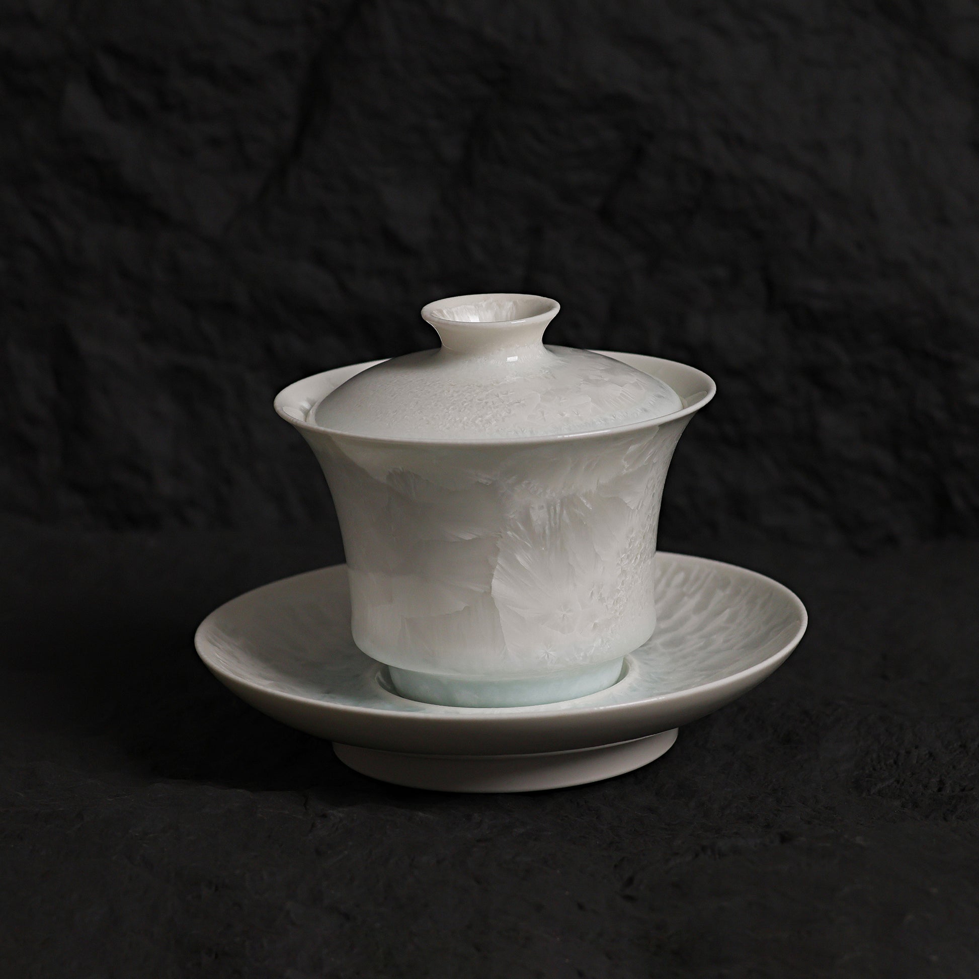 Ice White-Blue Crystalline Glaze Tea Cup & Saucer Set – Handmade Ceramic Teaware - Je t'aime Resolute
