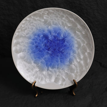 Marine Blue Crystalline Glaze Dinner Plates - Je t'aime Resolute
