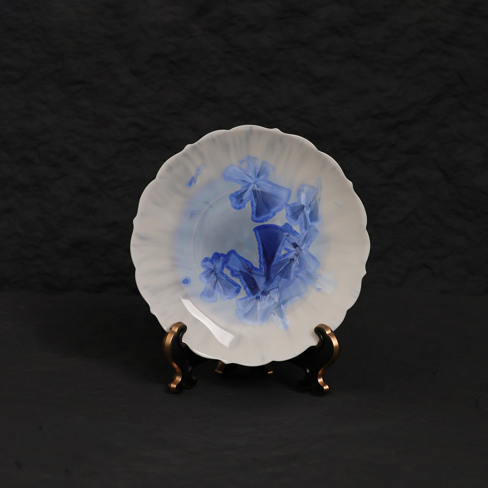 Deep Blue Crystalline Glaze Mini Dessert Plate – 4.2" Handmade Ceramic Plate - Je t'aime Resolute
