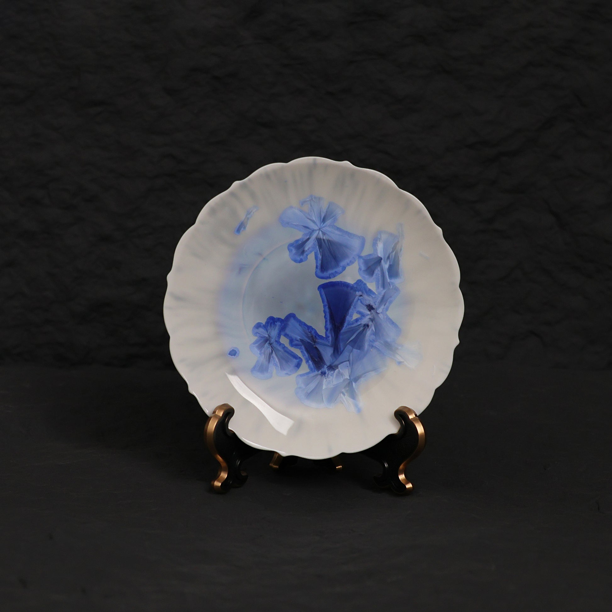 Deep Blue Crystalline Glaze Mini Dessert Plate – 4.2" Handmade Ceramic Plate - Je t'aime Resolute