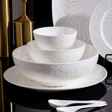 INGRI White Embossed Series – Handcrafted Bone China Tableware - Je t'aime Resolute