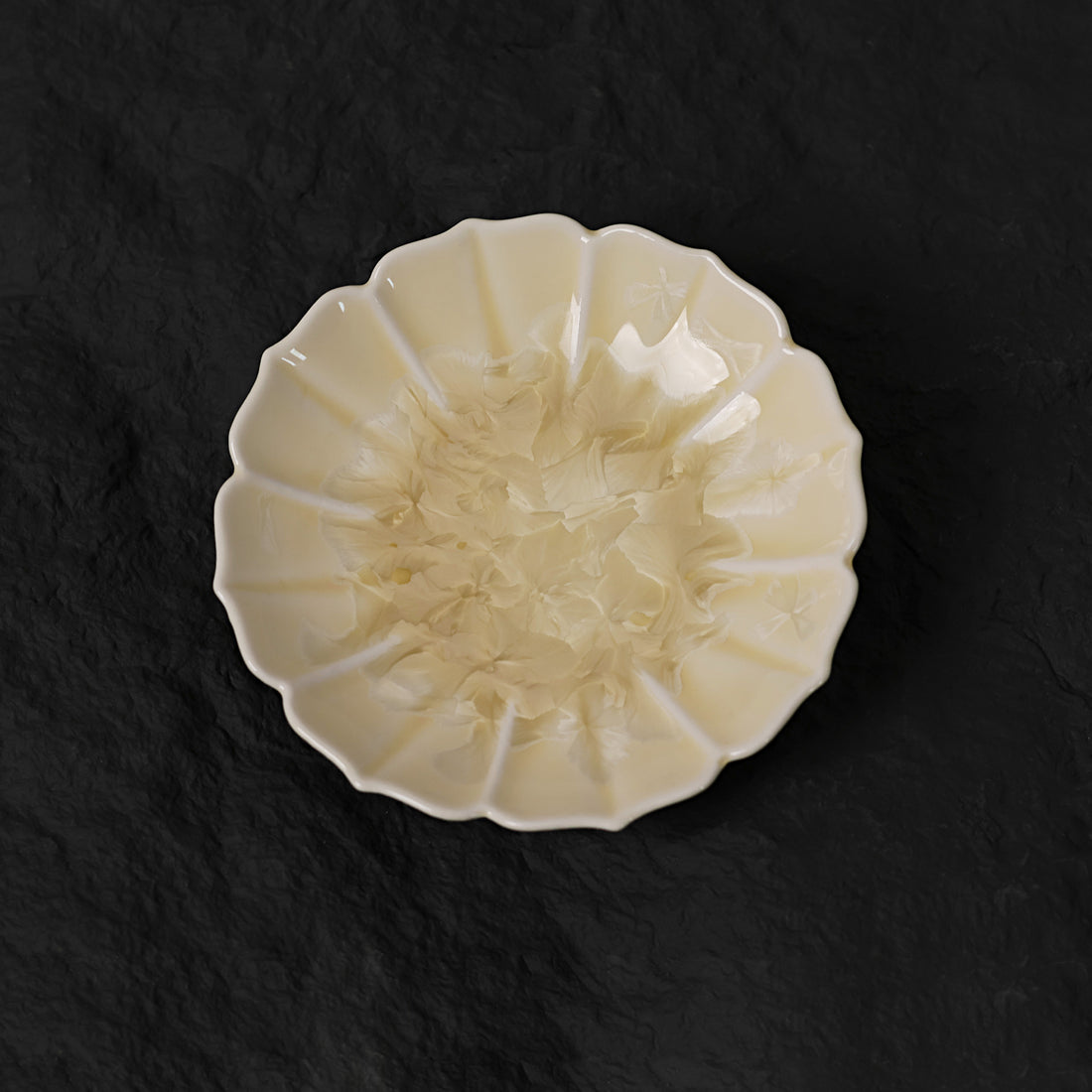 Light Yellow Crystalline Glaze Sunflower Dessert Plate – 3.2” Handmade Petite Ceramic Plate - Je t'aime Resolute