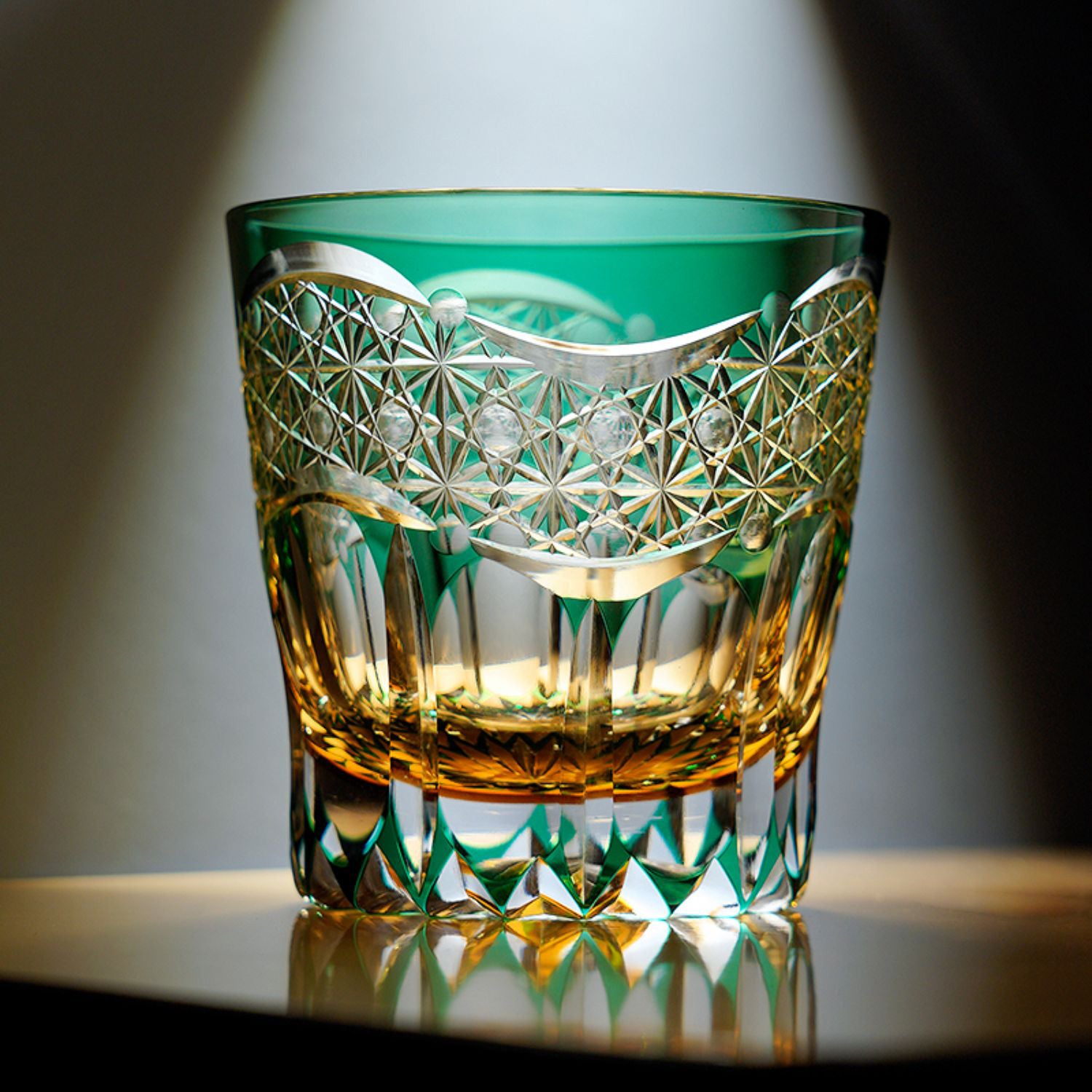 Edo Kiriko Handcrafted Prism Whisky Glass With Wooden Box - Je t'aime Resolute