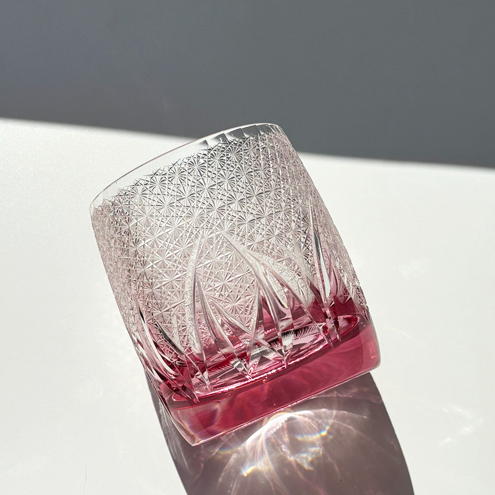Edo Kiriko Pink Whiskey Glass - Je t'aime Resolute