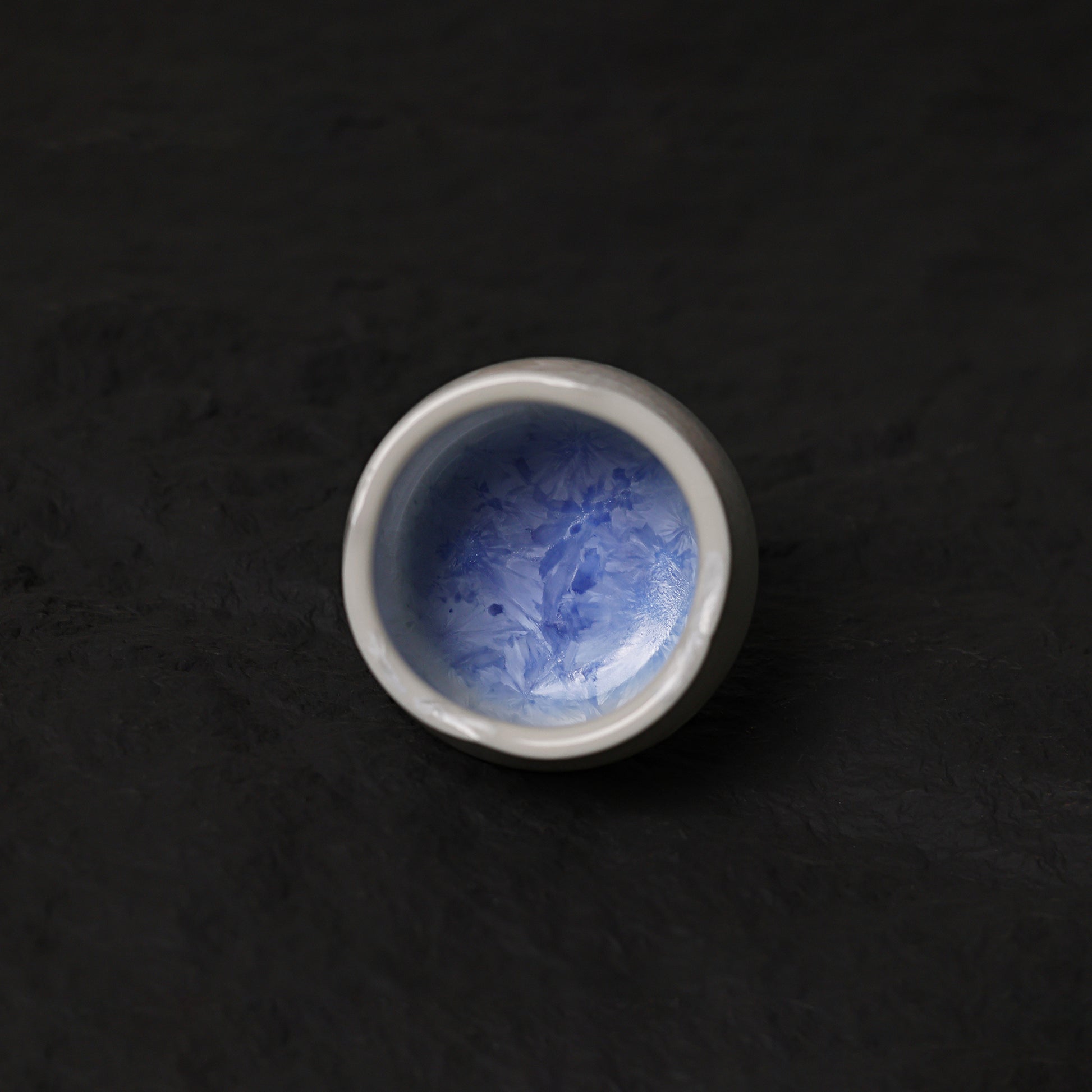 Marine Blue Crystalline Glaze Condiment Dish – 2” Handmade Ceramic Sauce Bowl - Je t'aime Resolute