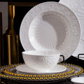 INGRI White Embossed – Handcrafted Bone China Dinnerware Set (Individual Piece) - Je t'aime Resolute