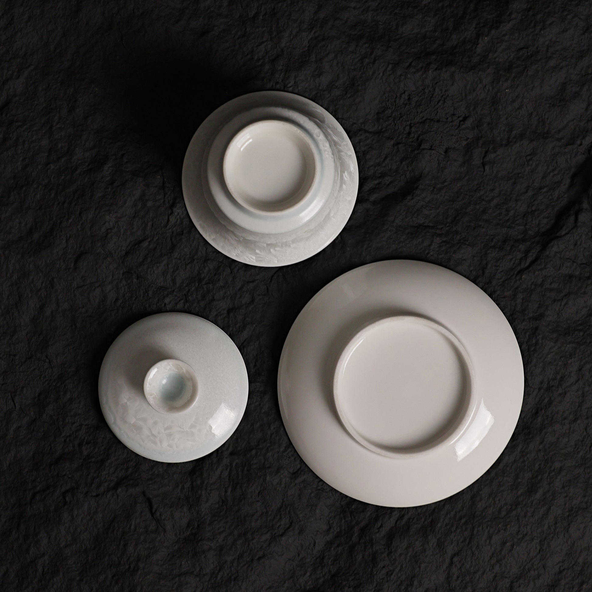 Ice White-Blue Crystalline Glaze Tea Cup & Saucer Set – Handmade Ceramic Teaware - Je t'aime Resolute