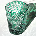 Edo Kiriko Crystal Glass with Green Fireworks Design - Je t'aime Resolute