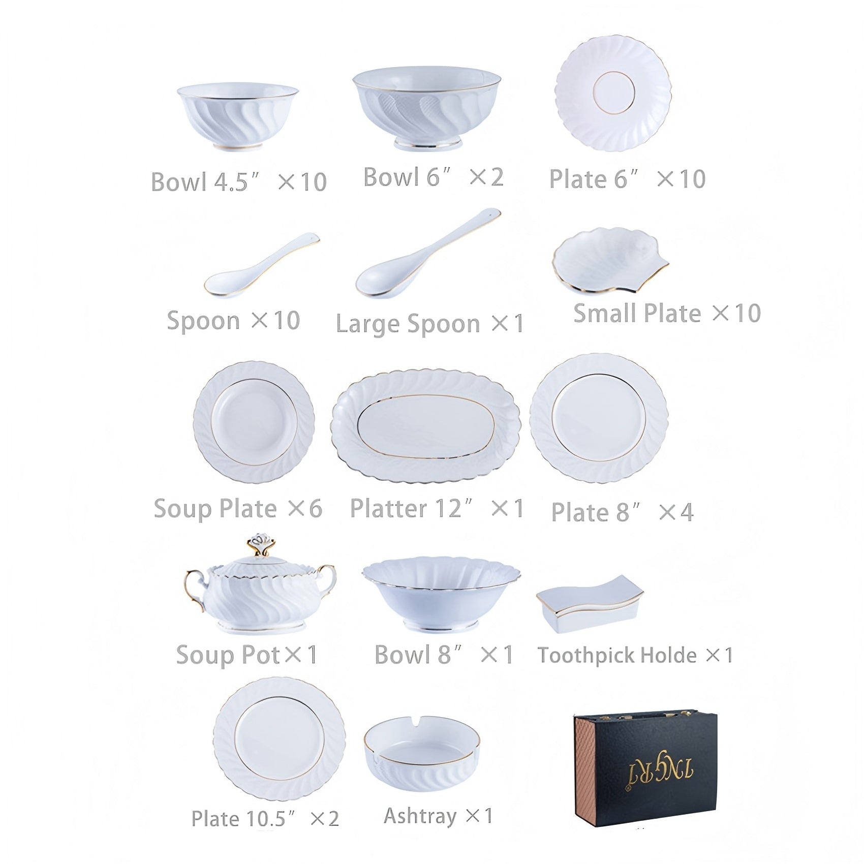 INGRI Ocean White - Handcrafted Bone China Dinnerware Set - Je t'aime Resolute
