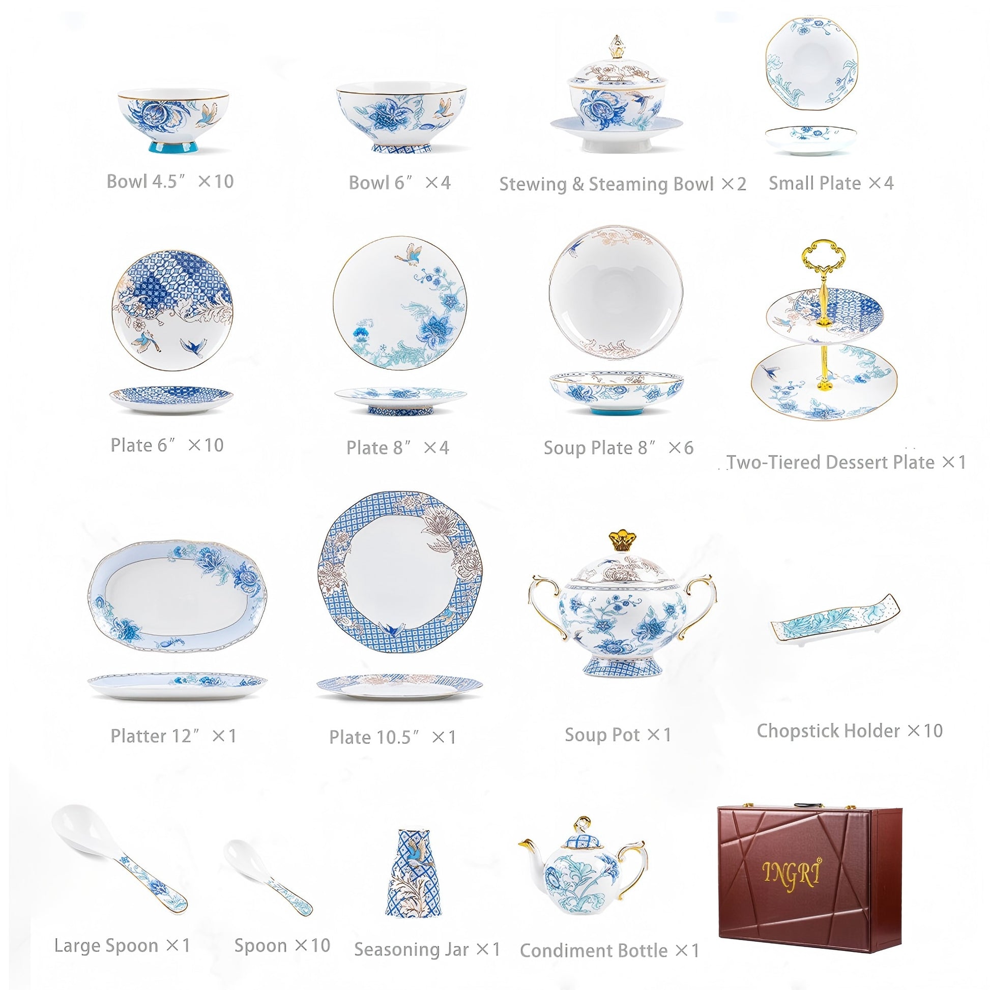 INGRI Golden Garden – Handcrafted Bone China Dinnerware Set - Je t'aime Resolute