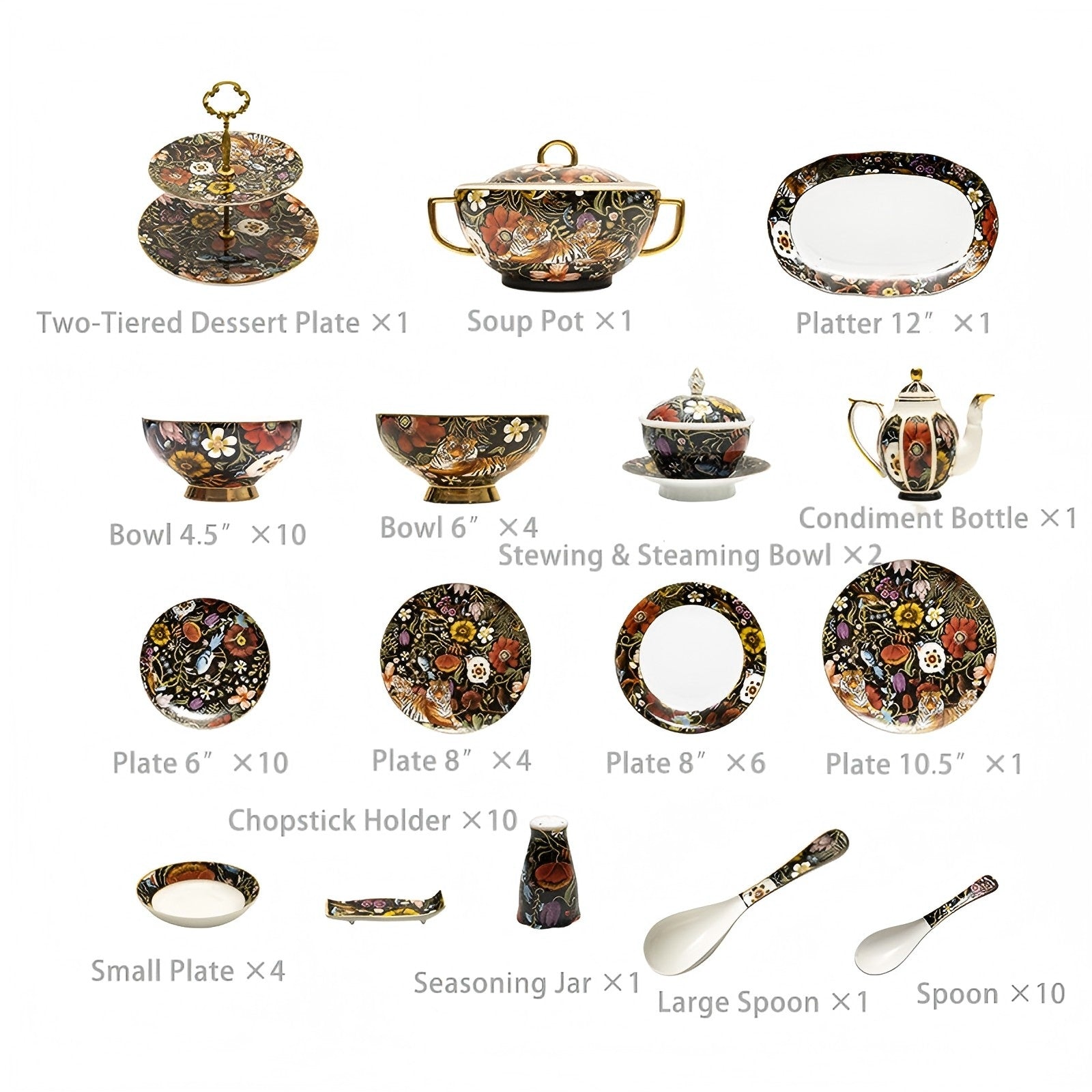 INGRI Jungle Party – Handcrafted Bone China Dinnerware Set - Je t'aime Resolute