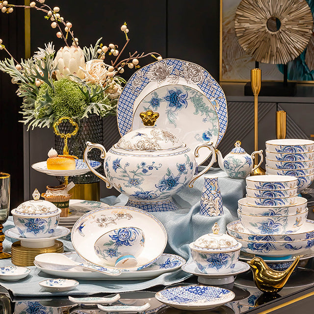 INGRI Golden Garden – Handcrafted Bone China Dinnerware Set - Je t'aime Resolute