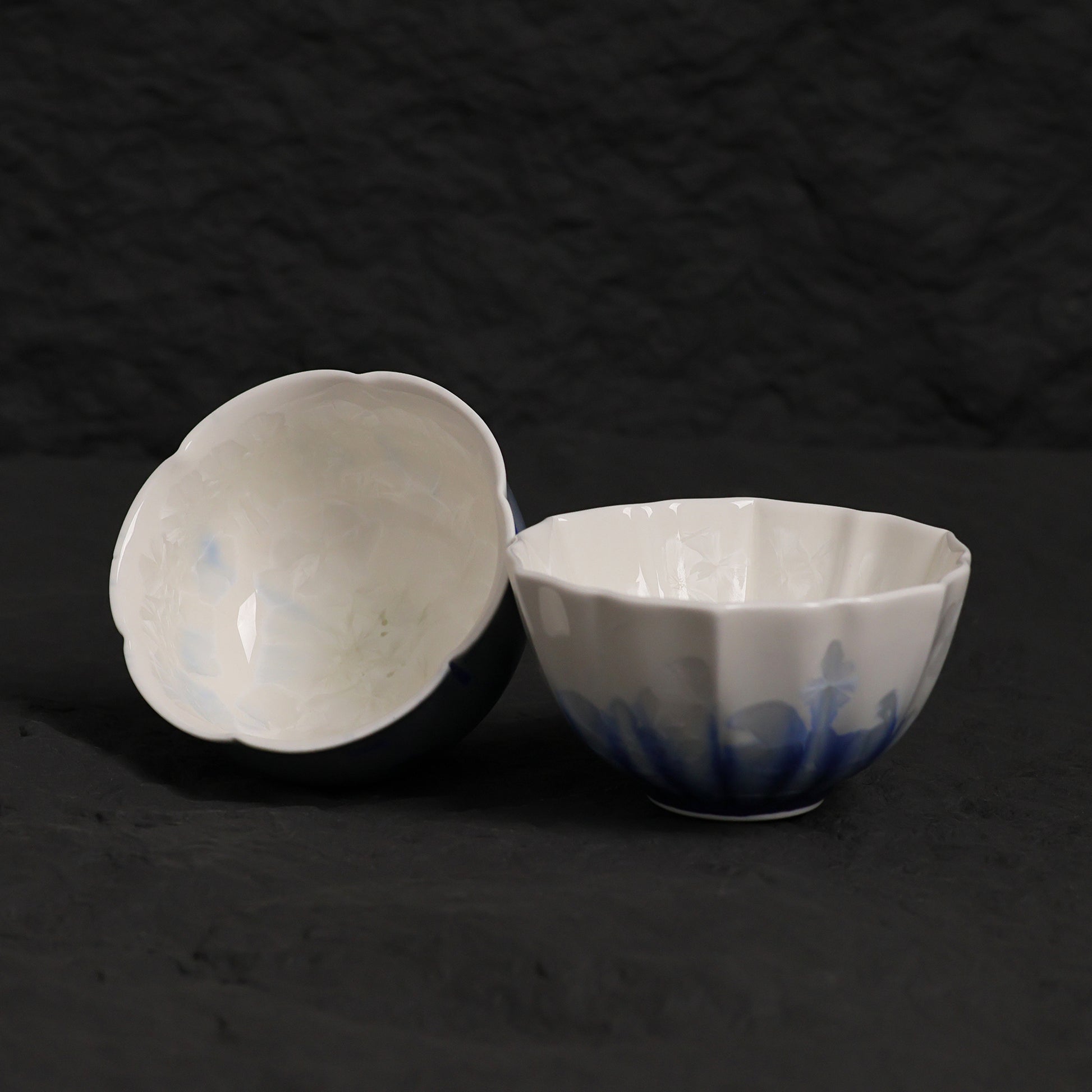 White & Deep Blue Crystalline Glaze Handmade Tea Cup – Small Ceramic Cup - Je t'aime Resolute