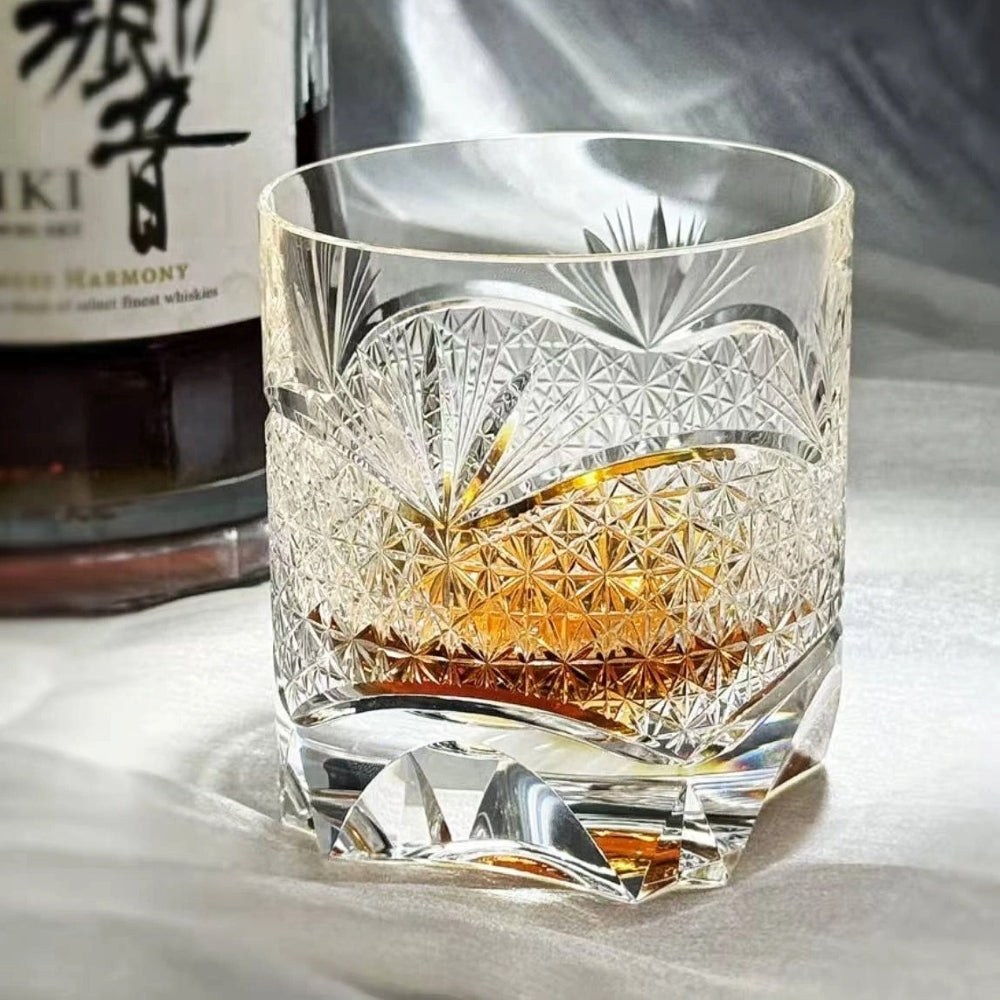 Edo Kiriko Handcrafted Takeha & Chrysanthemum Whiskey Glass – Je t