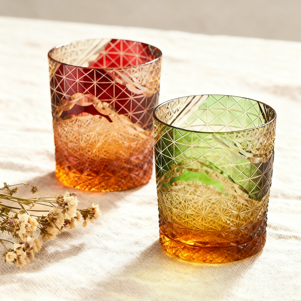 Edo Kiriko Handcrafted Landscape Whiskey Glass - Je t'aime Resolute