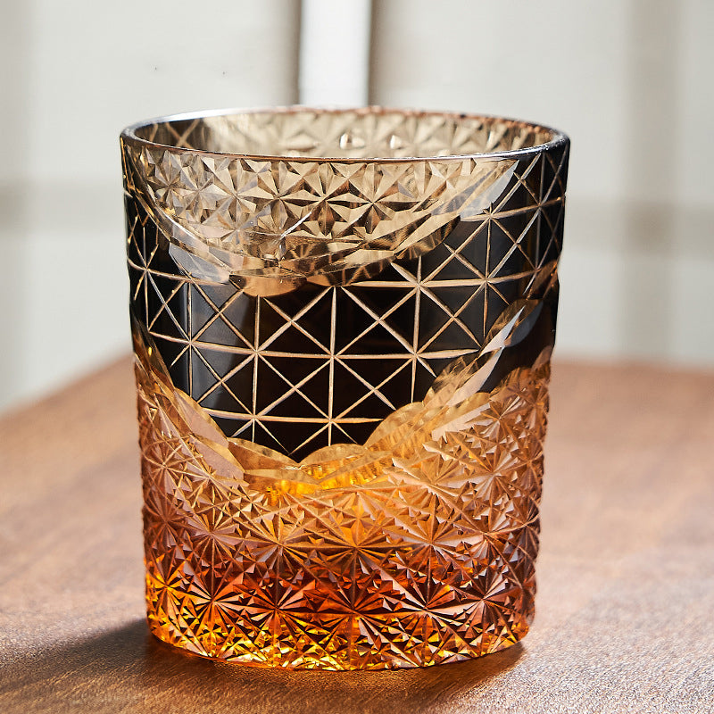 Edo Kiriko Handcrafted Landscape Whiskey Glass - Je t'aime Resolute