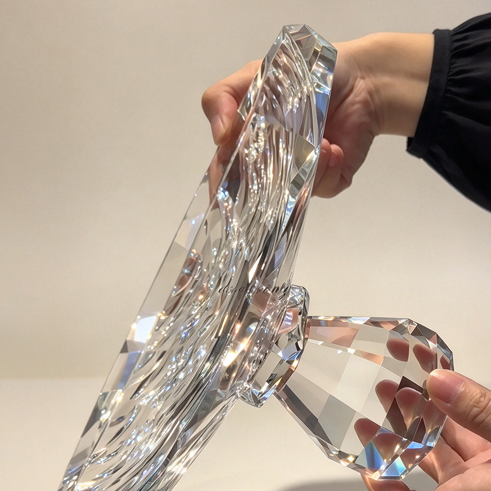 JR Geometric K9 Crystal Pedestal Serving Bowl – Clear