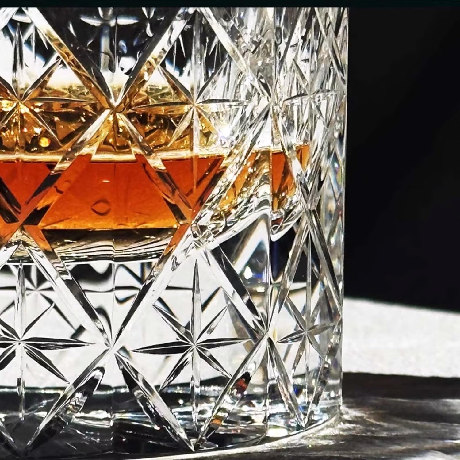Edo Kiriko Handcrafted  Star Cut Crystal Whisky Glass - Je t'aime Resolute