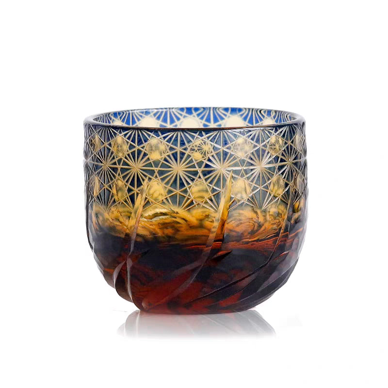 Amber Blue Wave Chrysanthemum Pattern