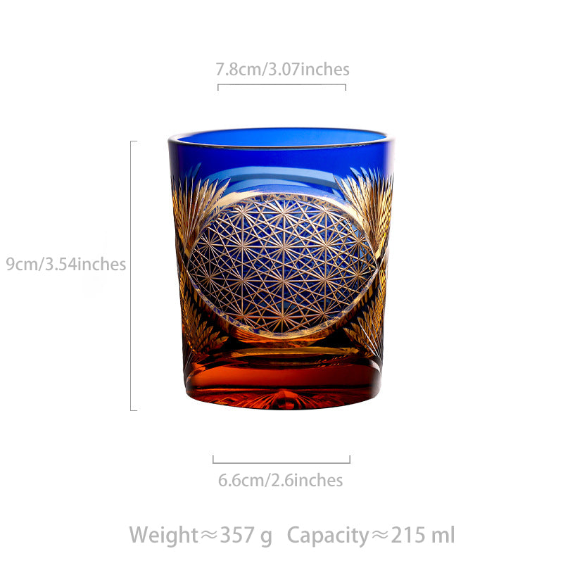 Edo Kiriko Crane Feather Whiskey Glass