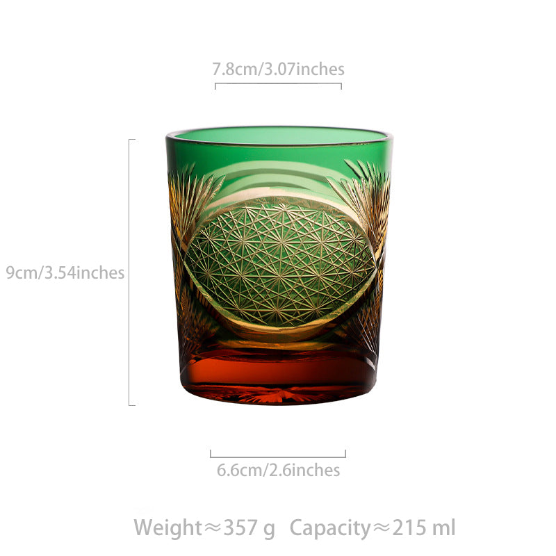 Edo Kiriko Crane Feather Whiskey Glass