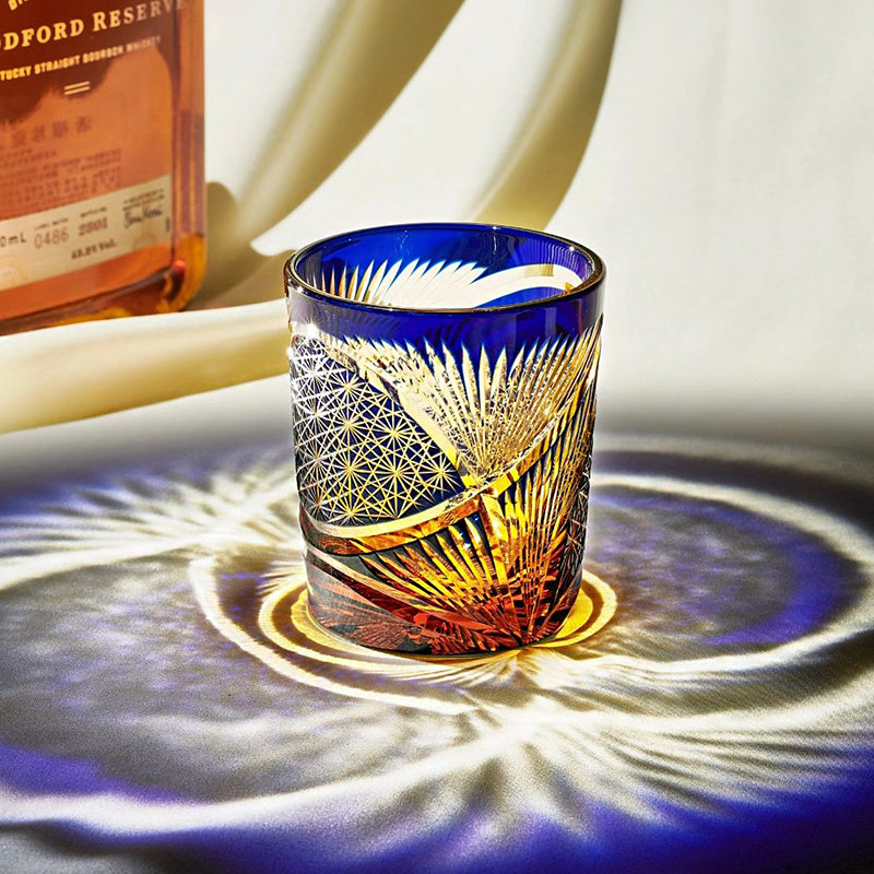 Edo Kiriko Crane Feather Whiskey Glass