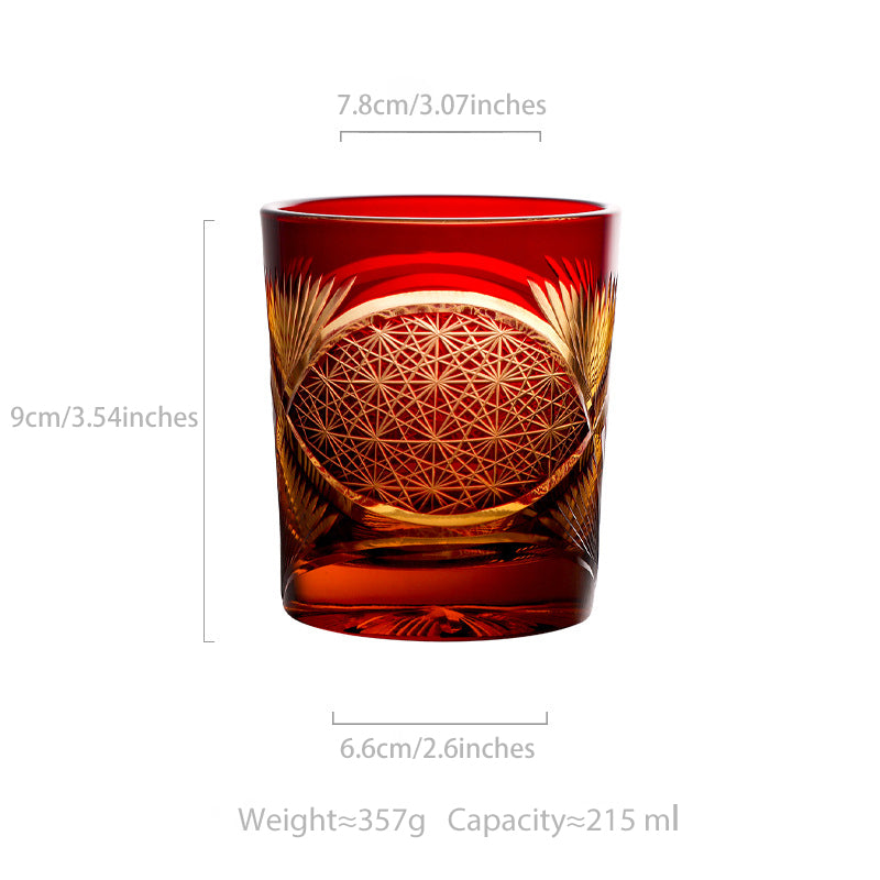 Edo Kiriko Crane Feather Whiskey Glass