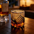 JR Edo Kiriko Hand-Cut Black Samurai Crystal Whiskey Glass
