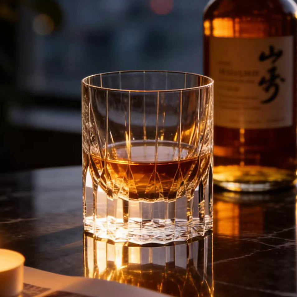 JR Edo Kiriko Hand-Cut Starburst Crystal Whiskey Glass