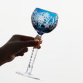 Edo Kiriko Handcrafted Floral Crystal Stemmed Wine Glass