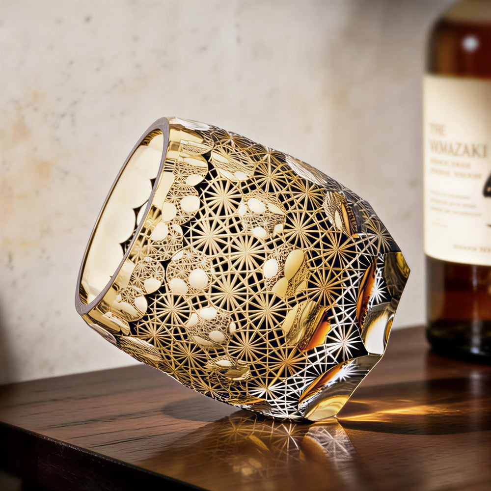 Edo Kiriko Prosperity Prism Hand-Cut Crystal Whiskey Glass