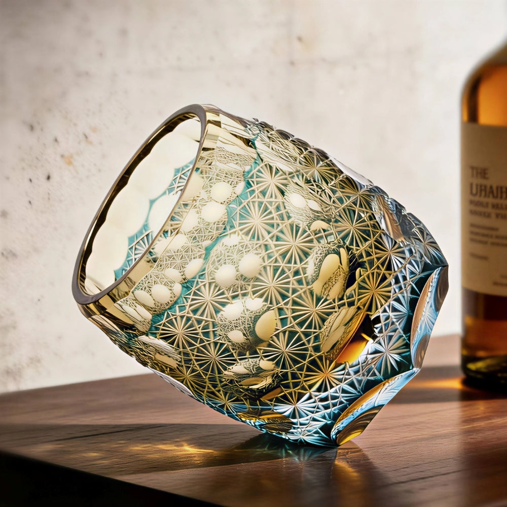 Edo Kiriko Prosperity Prism Hand-Cut Crystal Whiskey Glass