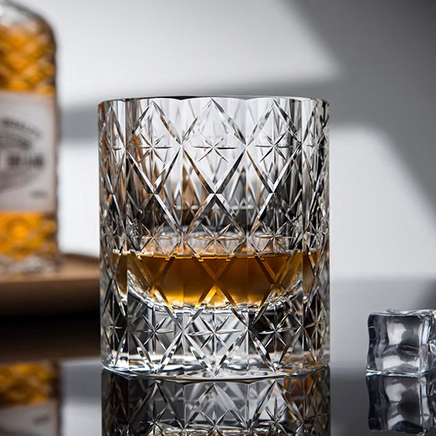 Edo Kiriko Hand-Cut Stellar Prism Crystal Whiskey Glass