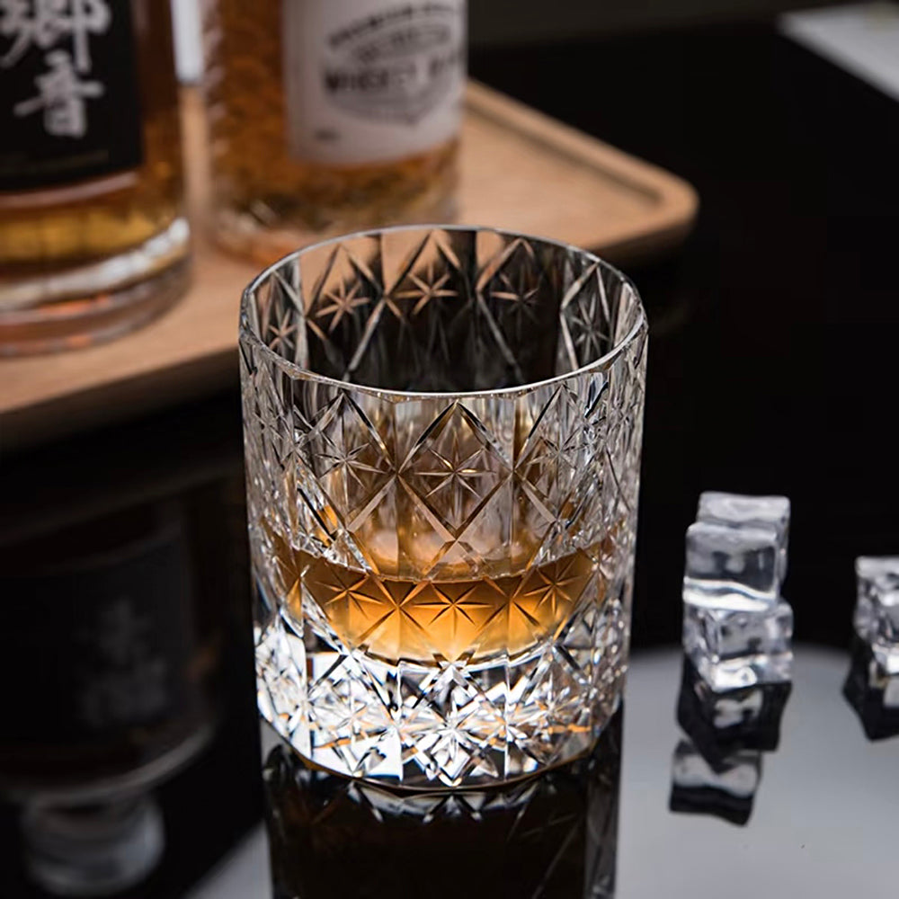Edo Kiriko Hand-Cut Stellar Prism Crystal Whiskey Glass