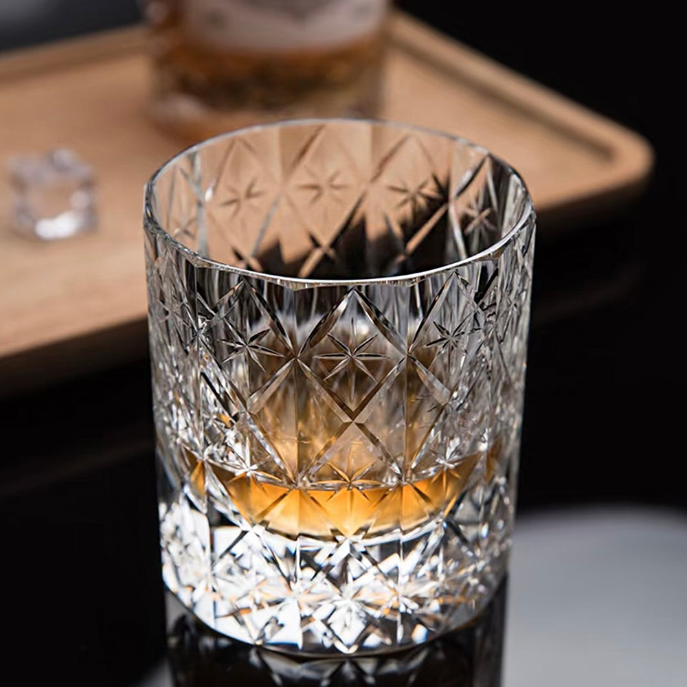 Edo Kiriko Hand-Cut Stellar Prism Crystal Whiskey Glass