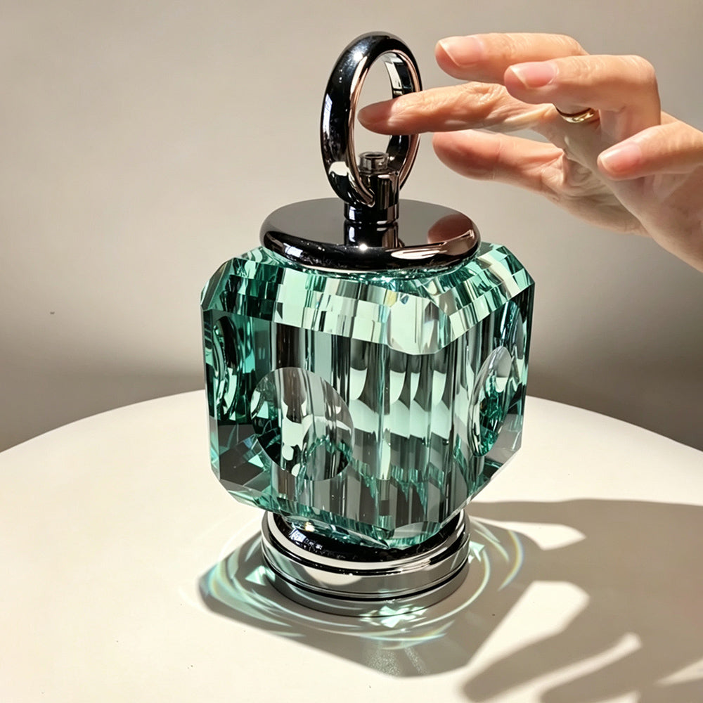 JR Crystal Rechargeable Accent Table Lamp – Emerald Green