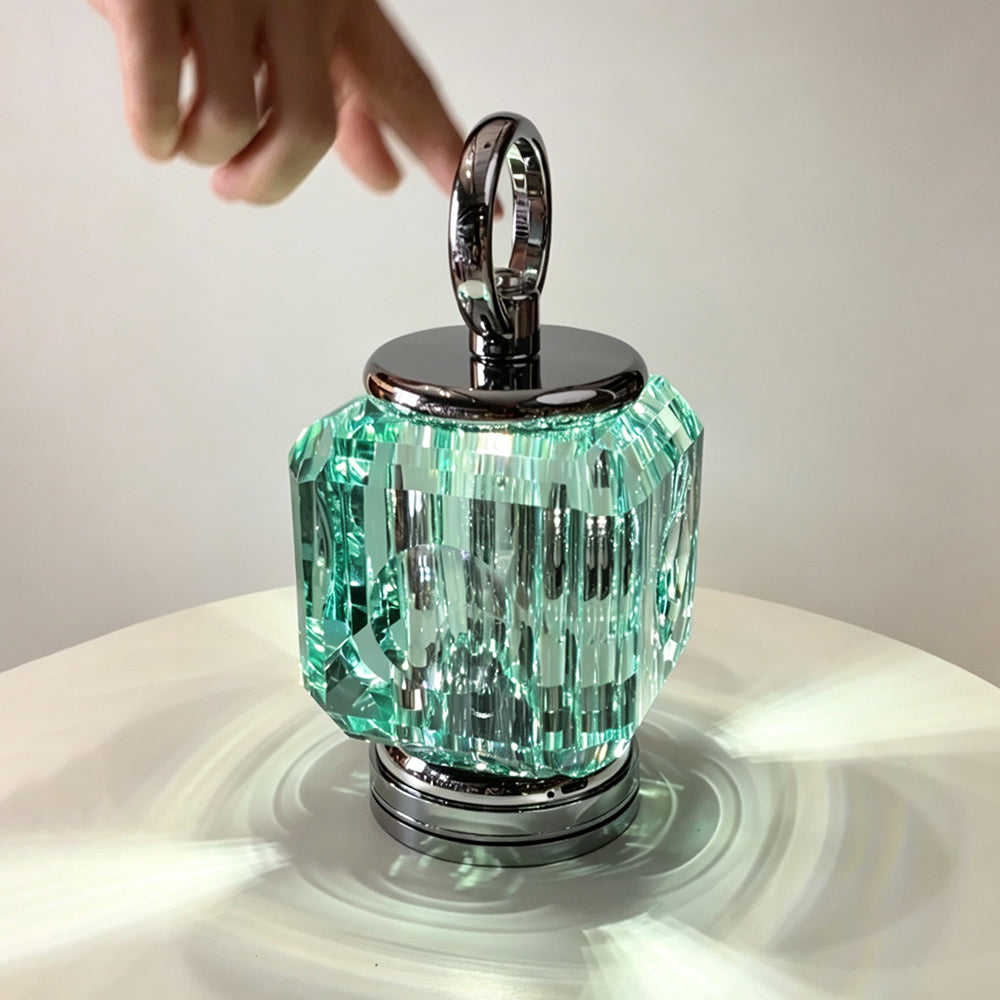 JR Crystal Rechargeable Accent Table Lamp – Emerald Green