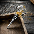 JR Diamond-Cut Crystal Wine Stopper with Gold Flakes