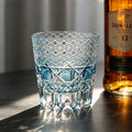 JR Edo Kiriko Hand-Cut Aqua Blue Crystal Whiskey Glass
