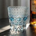 JR Edo Kiriko Hand-Cut Aqua Blue Crystal Whiskey Glass