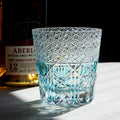 JR Edo Kiriko Hand-Cut Aqua Blue Crystal Whiskey Glass